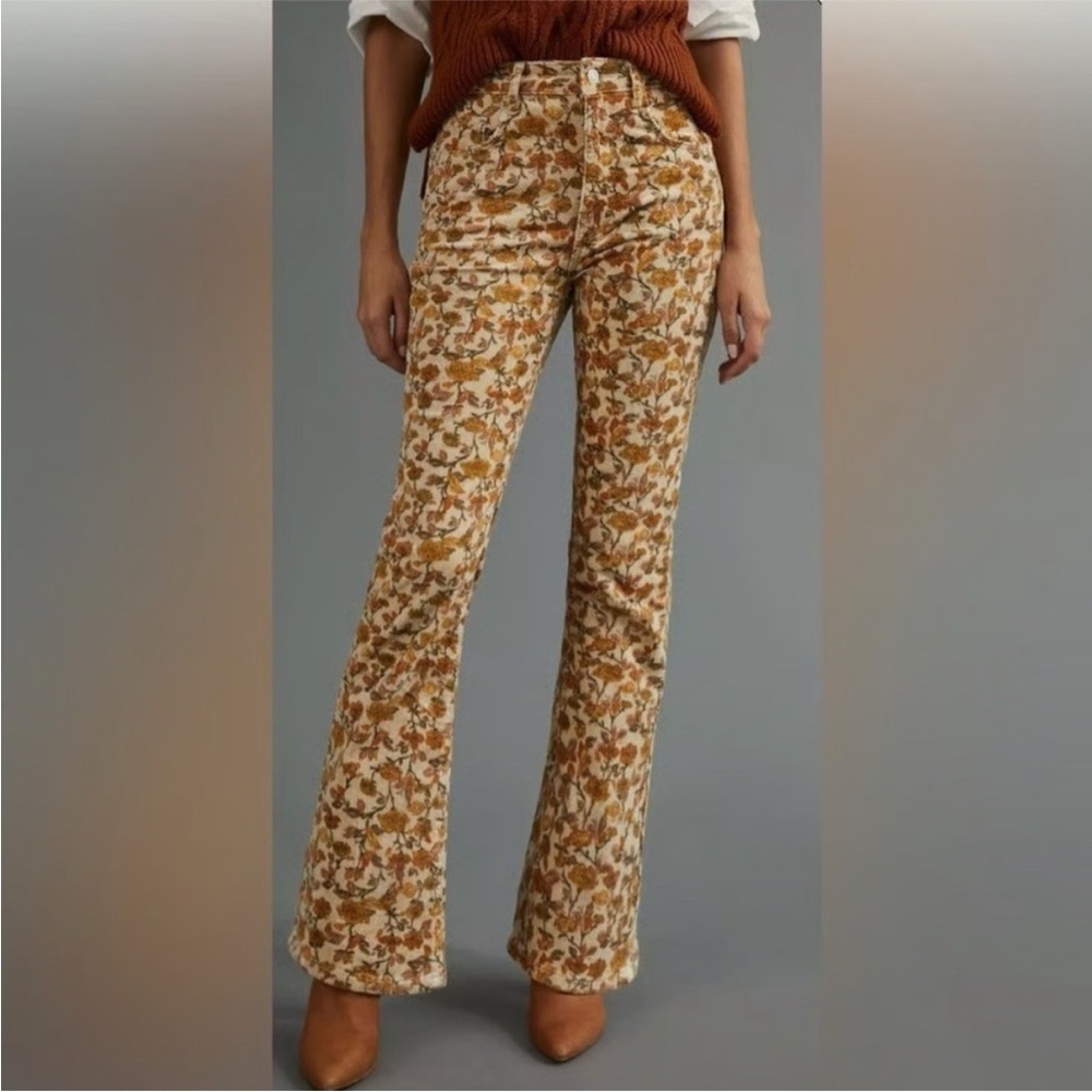 Pilcro The Icon Floral Corduroy Stretch Flare Pants (size 27) - Picture 2 of 6